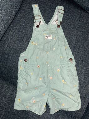 OshKosh B'gosh Mint Green Floral Shortalls